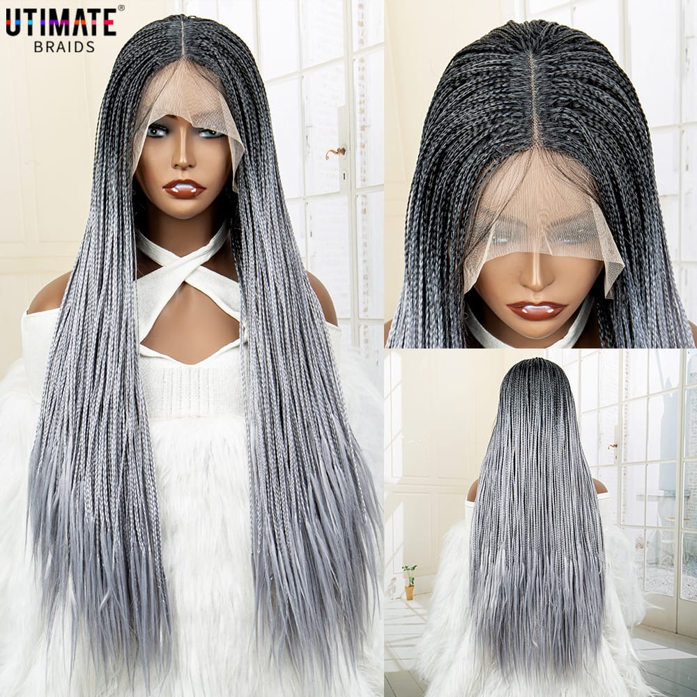 T Part 13x4 4x1 Lace Frontal Synthetic Braided Wigs for Women Cornrow Braids Wig 32 Inches African American Braiding Hair