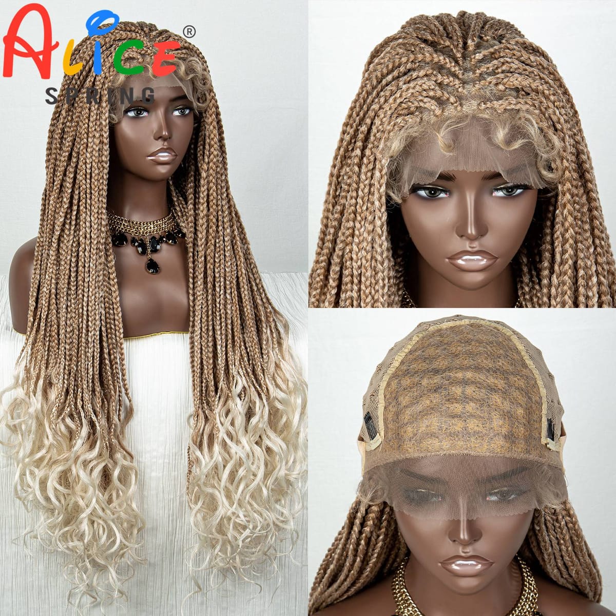 36 Inches Synthetic Braided Lace Front Wigs 613 Crochet Braid Lace Wig with Baby Hair for Black Women Knotless Box Braiding Hair