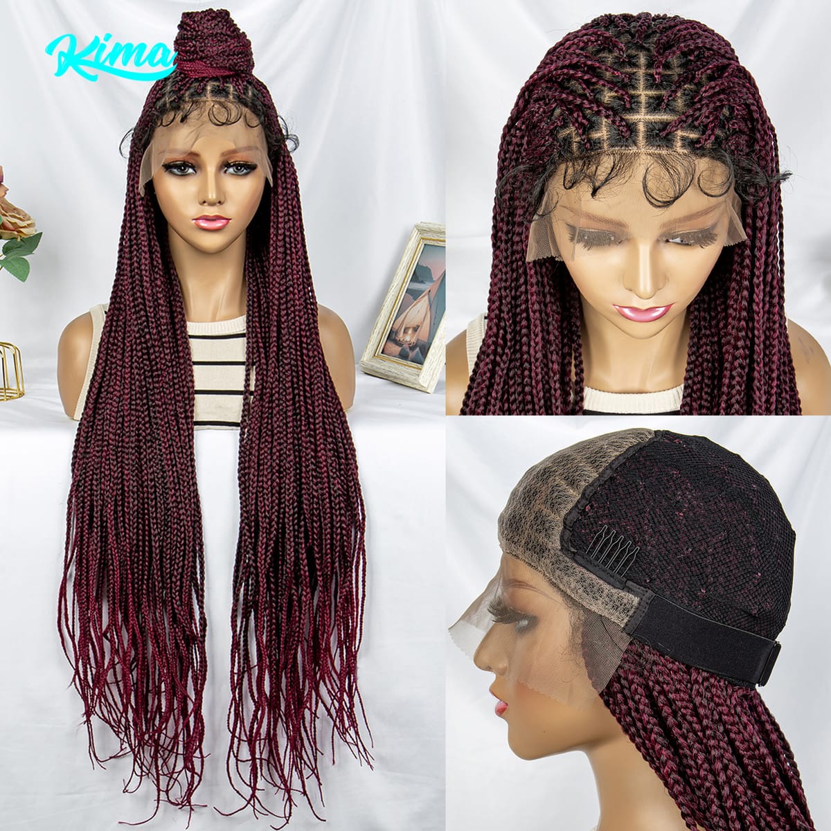 Braided Wigs Synthetic Lace Front Wigs 36inches Afro Knotless Braiding Wig With Baby Hair Braided Wigs Dreadlocks Wigs