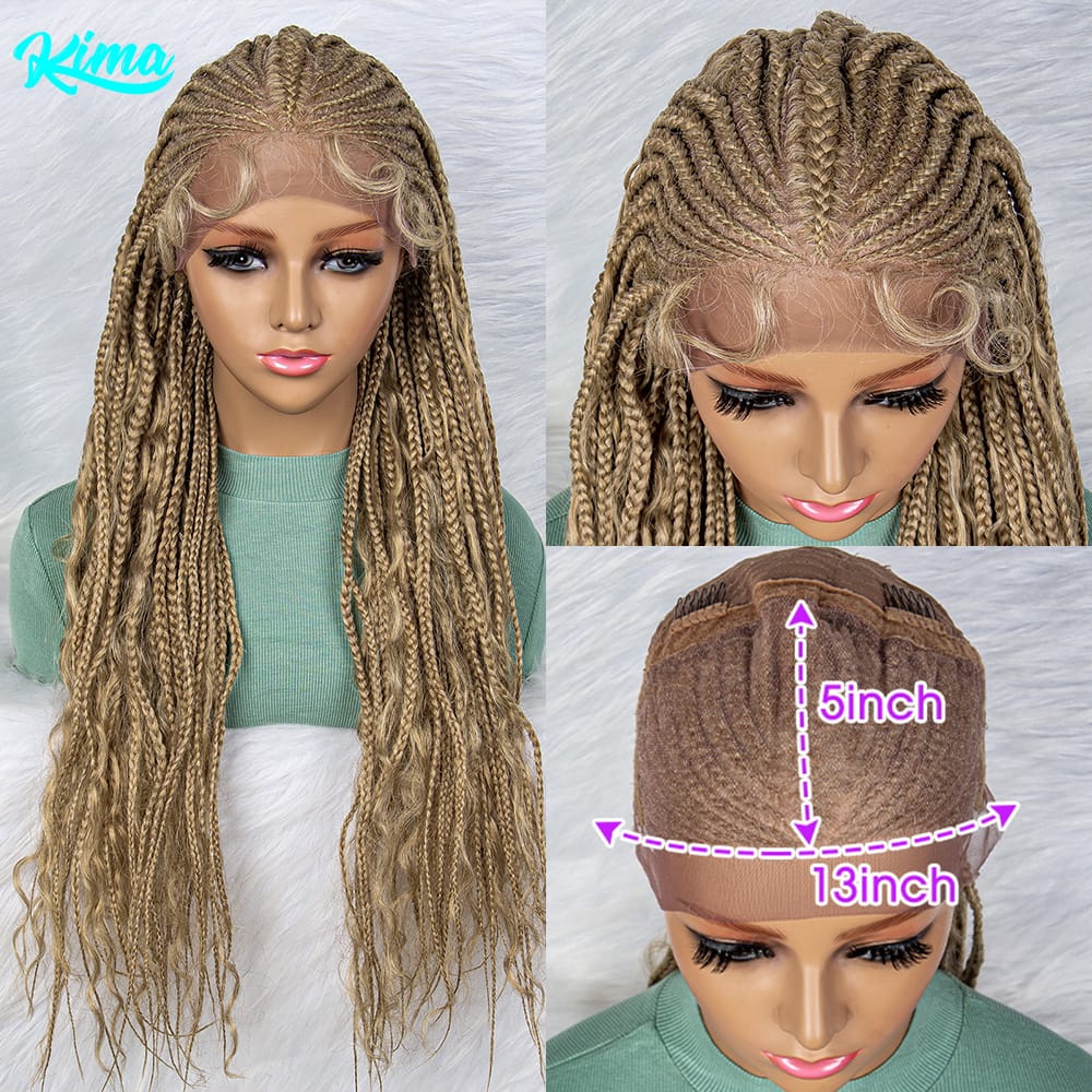 13x5 Lace Front Wigs Synthetic Lace Front Wigs Braided Wigs 28 inches Braided Wigs With Baby Hair Brown Transparent