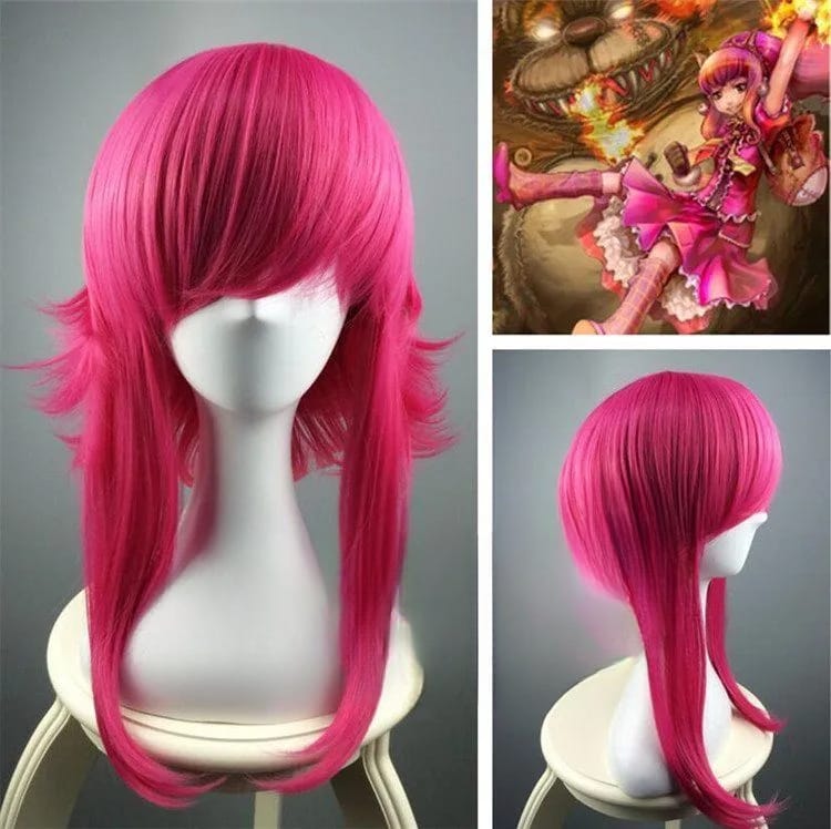 Halloween Game of LOL Annie Pink Long Cosplay Costume Heat Resistant Hair Wig