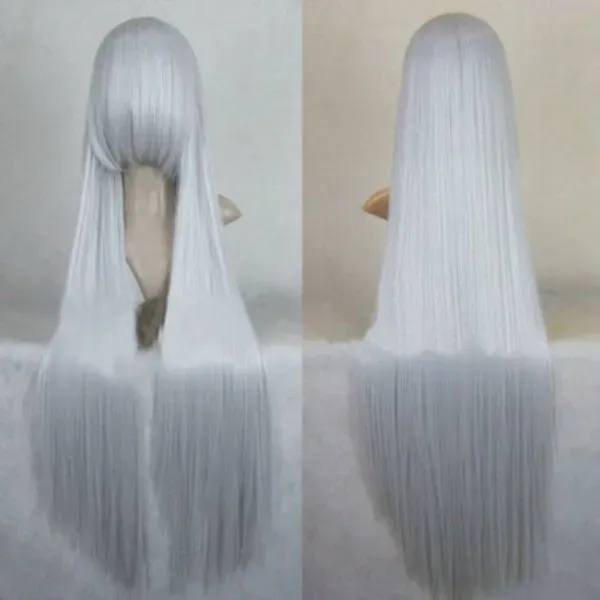 100cm Supper Long Silver Gray Straight Cosplay Dress Party Costume Hair Wig