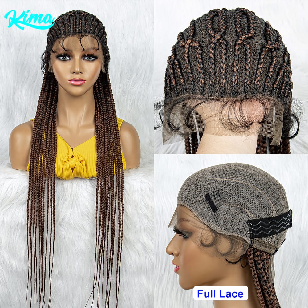 Braided Wigs For Black Women Cornrow Box Braids Wig With Baby Hair Full Lace Wigs Synthetic Lace Front Wig Braid African