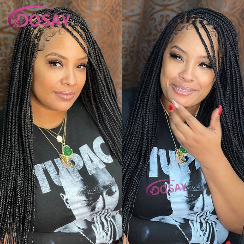 Synthetic Braided Lace Front Wigs With Baby Hair 360 Full Lace Frontal Wig Jombo Knotless Box Braided Wig For Black Women 36Inch