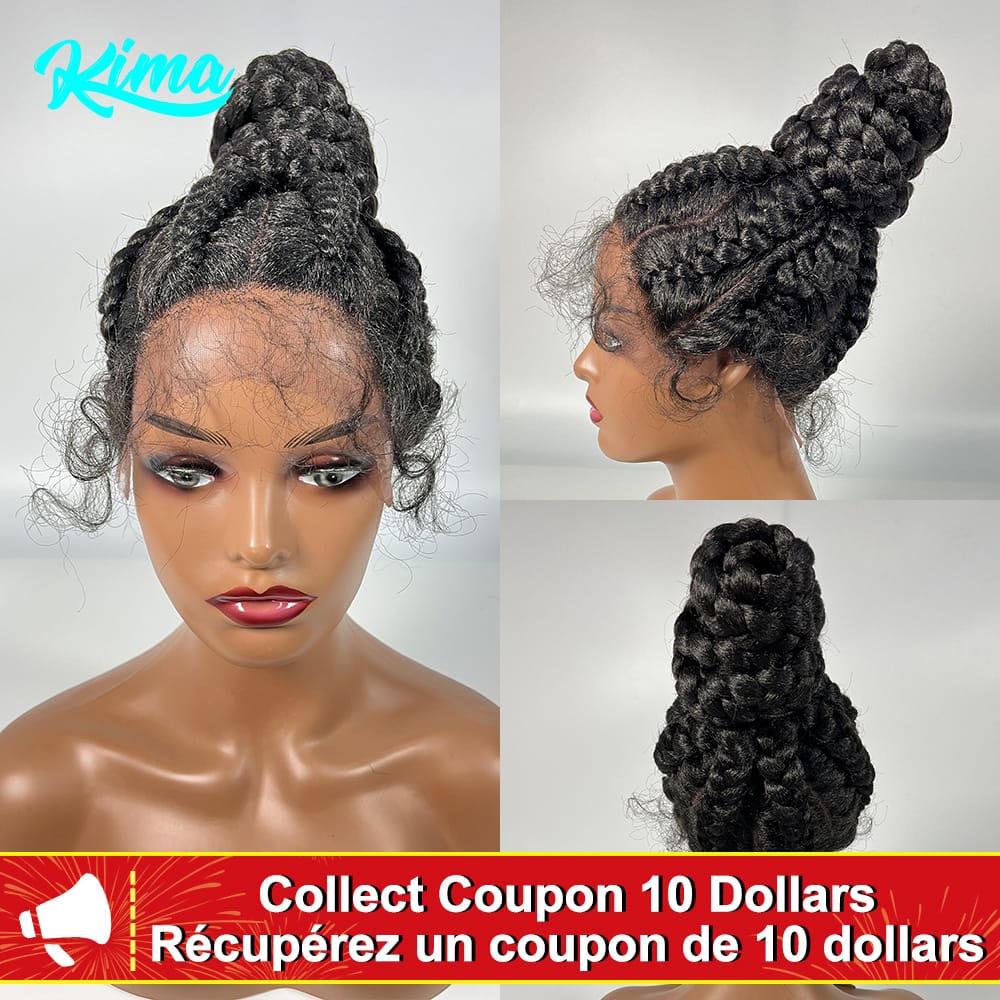 Synthetic Lace Frontal Cornrow Braided Wigs Updo Wig with Baby Africa American Women Style Hair Natural Lace Braiding Wigs
