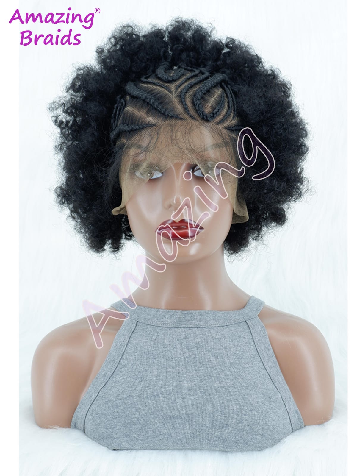 13x6 Synthetic Lace Front Braided Wigs Afro Lace Front Wig With Baby Hair For Black Women Kinky Curly Hair Wigs