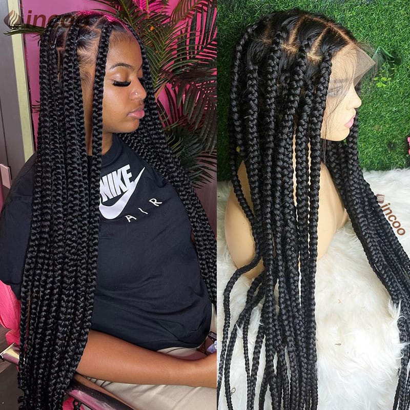 Faux Locs Synthetic Lace Front Wigs For Black Women Braided Wigs Cornrow Full Lace Braids Wig Knotless Box Braids With Baby Hair