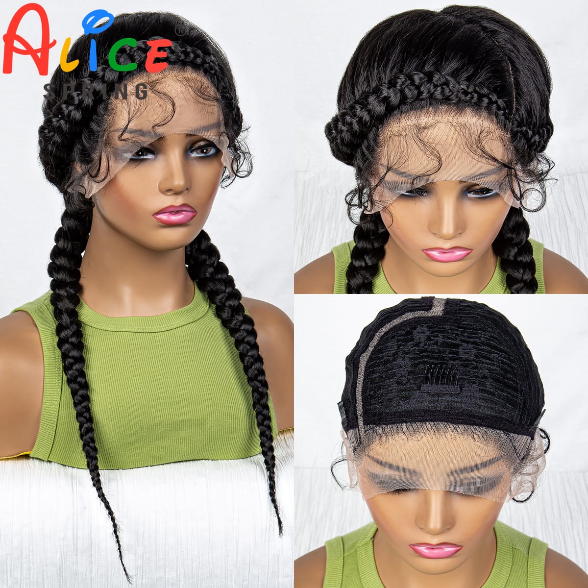 24 Inch Synthetic Braided Wigs Natural Box Braids Wig With Baby Hair For Black Women Synthetic Lace Ftont Braiding Hair Wigs