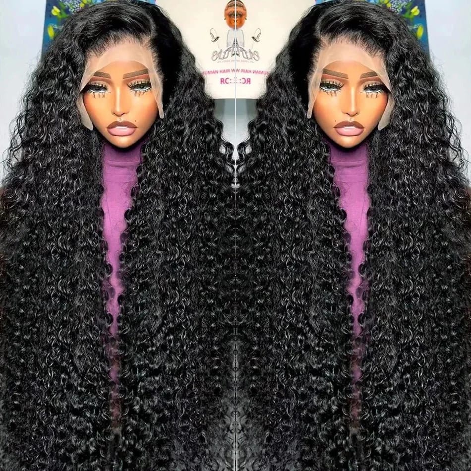 250% Deep Wave 13x6 HD Lace Frontal Wig Malaysian Curly Human Hair Wigs For Women Lace Front Human Hair Wig Pre Plucked 34 Inch