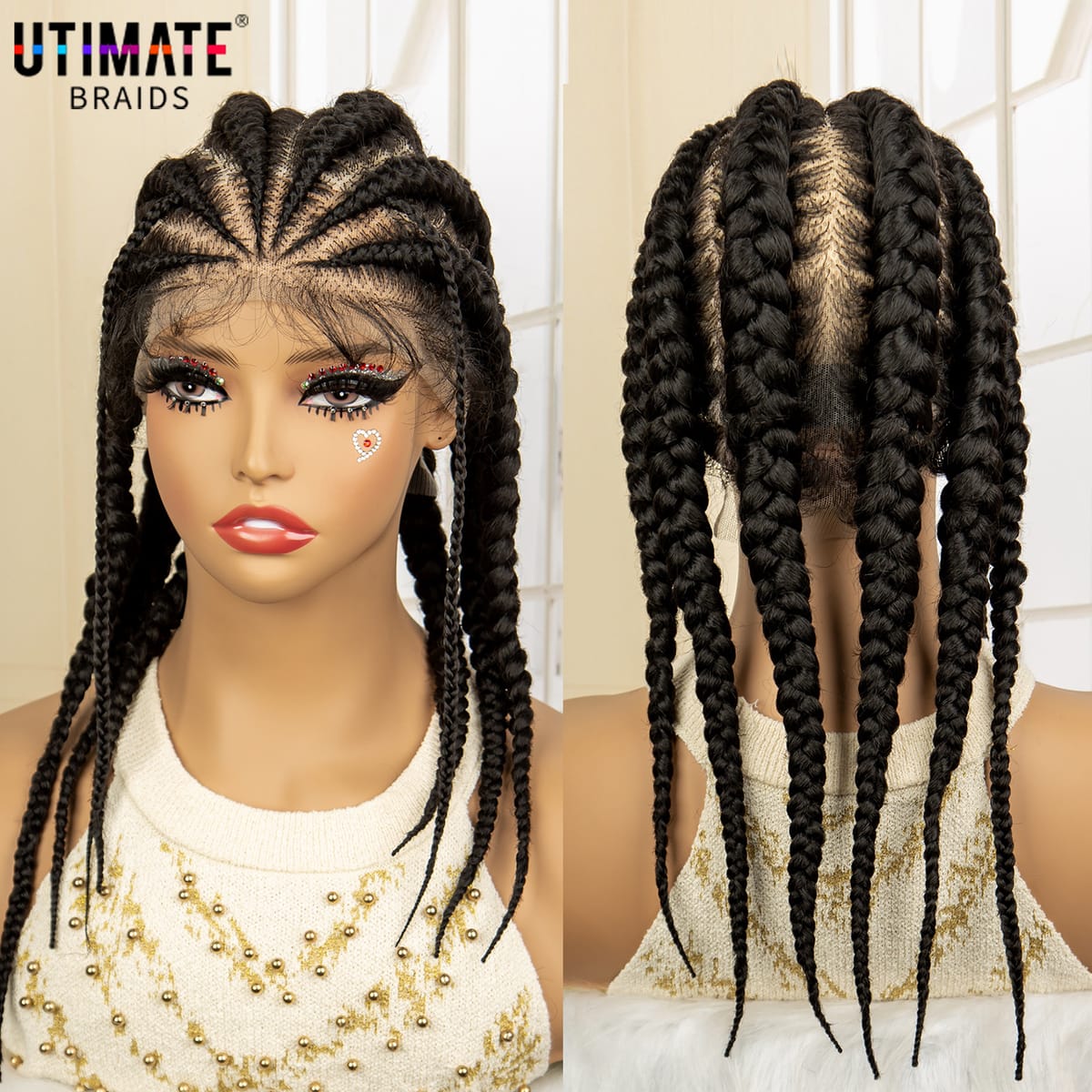 Synthetic Full Lace Cornrow Braided Wigs with Baby Hair for Black Women Lace Frontal Twist Braids Wig Box Braiding Wig