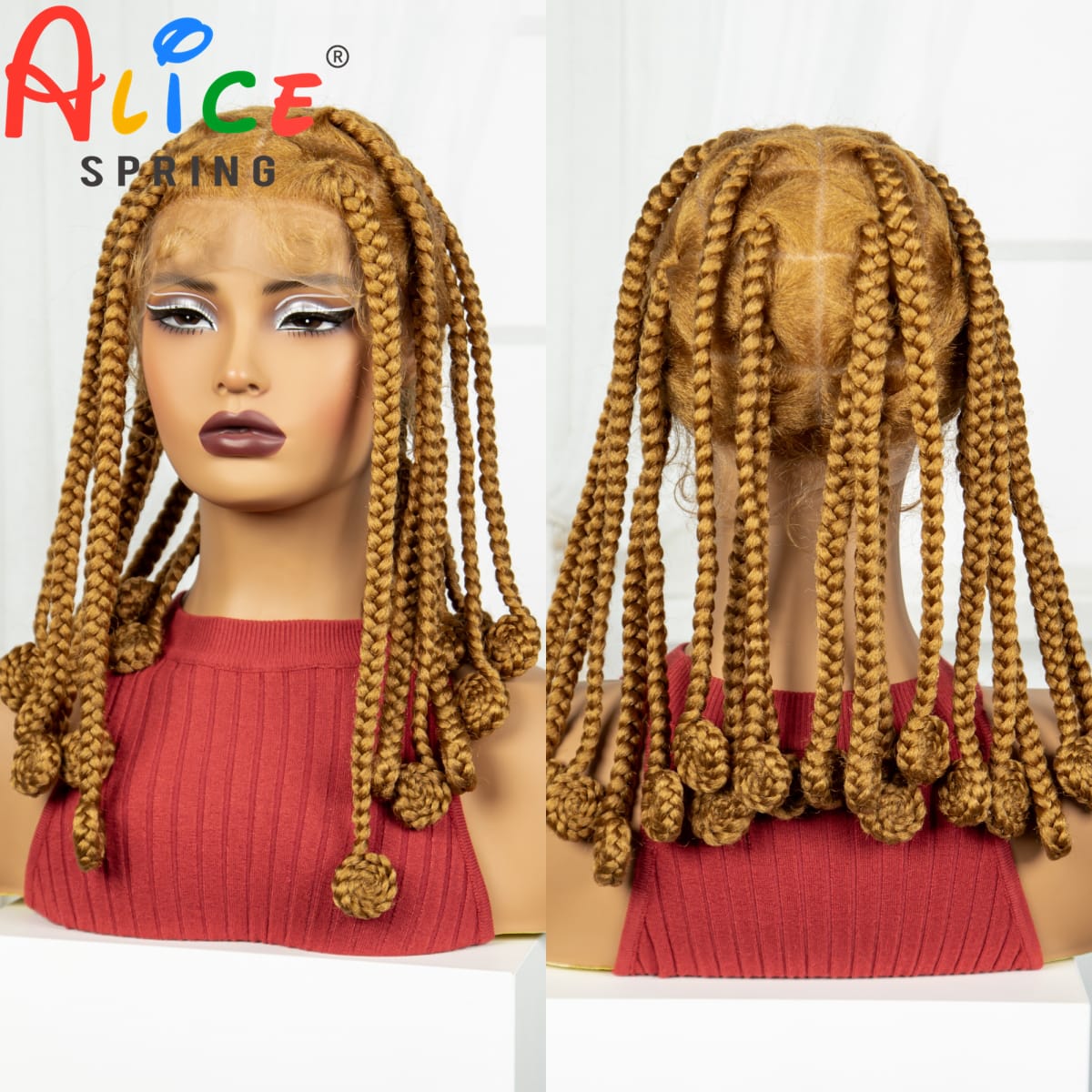 Ombre 12 Inch Synthetic Braided Wigs Transparent Full Lace Hair Wigs Bantu Knotless Box Braids with Baby Hair for Black Women