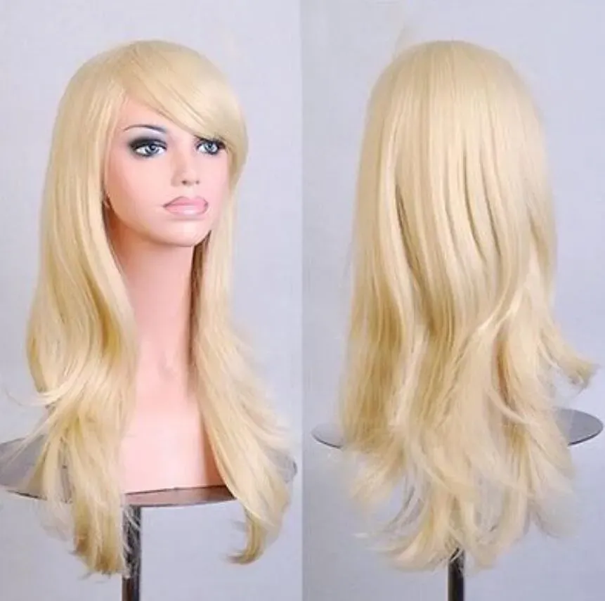 Free Shipping Ciel Phantomhive Long Blonde Wavy Cosplay Synthetic Hair Lolita Full Wig
