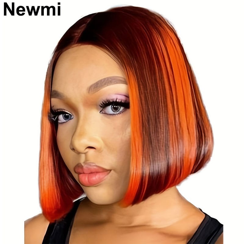 Highlight Bob Lace Front Wig Newmi Ombre Brown Oranger Wig Human Hair P4/350 Color 13x4 Full Lace Frontal Wigs for Women