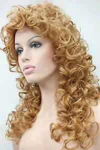 Fashion women's wigs curly 60cm long synthetic hair wig loose curls color 27c