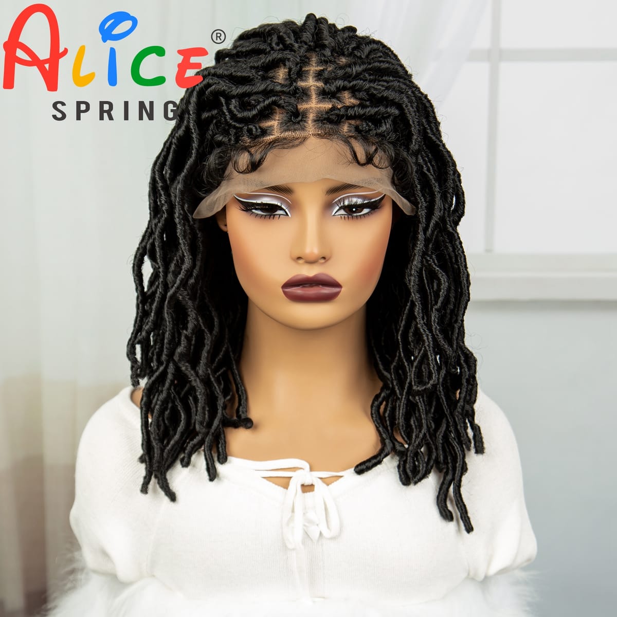 14inch Dreadlocks Braided Wigs for Women Synthetic Lace Front Square Knotless Braiding Hair Wigs Twist Natural Locs Crochet Wig