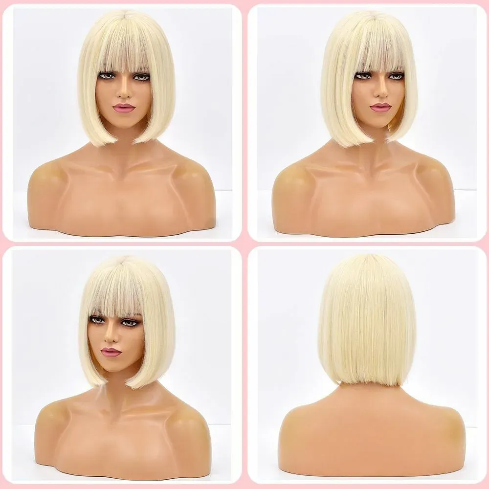 5 Color Short Drrk Grenn Bob Wig Bang Ombre Lolita Cosplay Party Natural Daily Women Hair