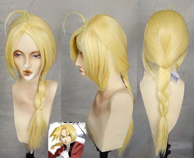 New long warm blonde wig Edward Elric Fullmetal Alchemist COSPLAY Party Hair wig