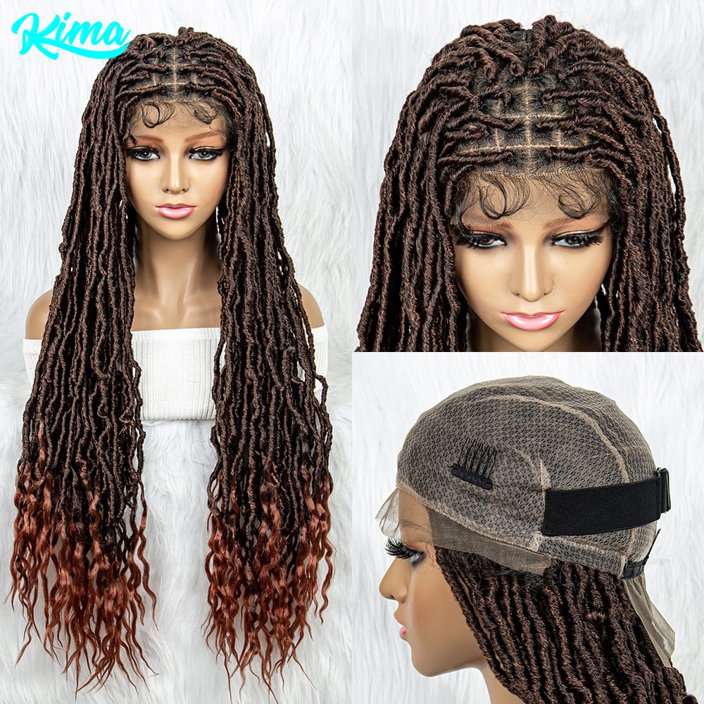 Braided Wigs for Black Women Full Lace Locs Braids Synthetic Lace Front Wig Big Square Knotless Box Braids Wig With Baby Hair