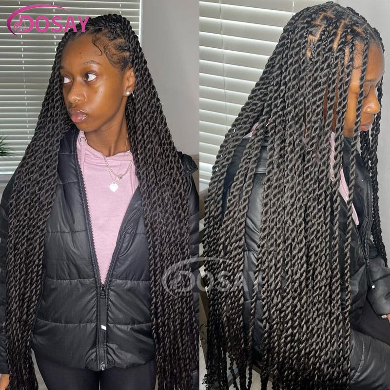 New Arrival 36" Synthetic Knotless Box Braided Wigs Senegalese Twist Full Lace Front Wig With Baby Hair For Afro American Women
