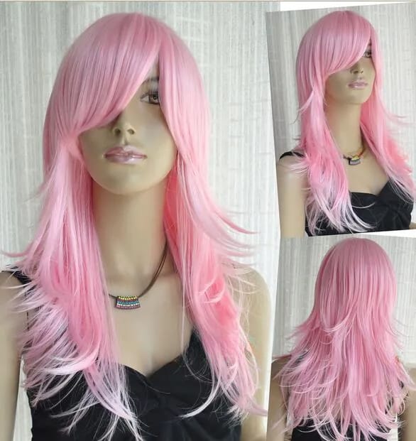 Lolita Long Pink Flip Curly Cosplay Party Hair Wig For Women’s Christmas Halloween Costume Wigs