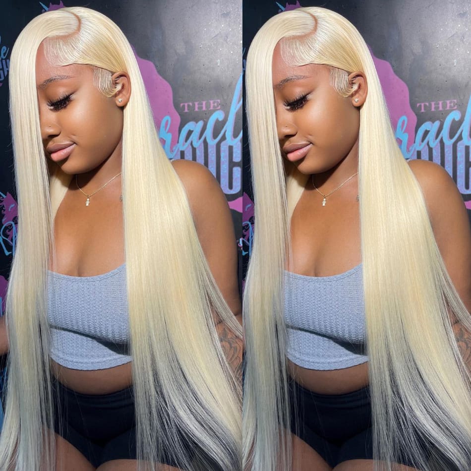 13x6 HD Transparent 613 Blonde Color Lace Frontal Human Hair Wigs For Women Brazilian Bone Straight 13x4 Lace Front Glueless Wig