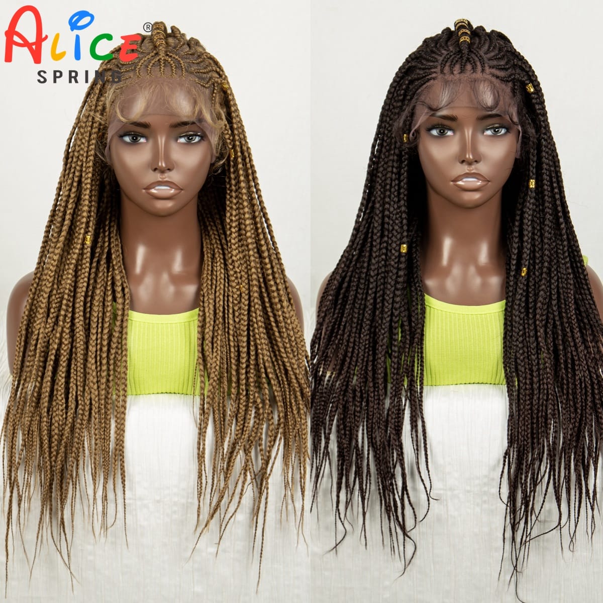Straight Ombre Braided Wigs Synthetic Lace Front Cornrow Braids Wig with Baby Hair Knotless Box Braiding Wigs for Black Women