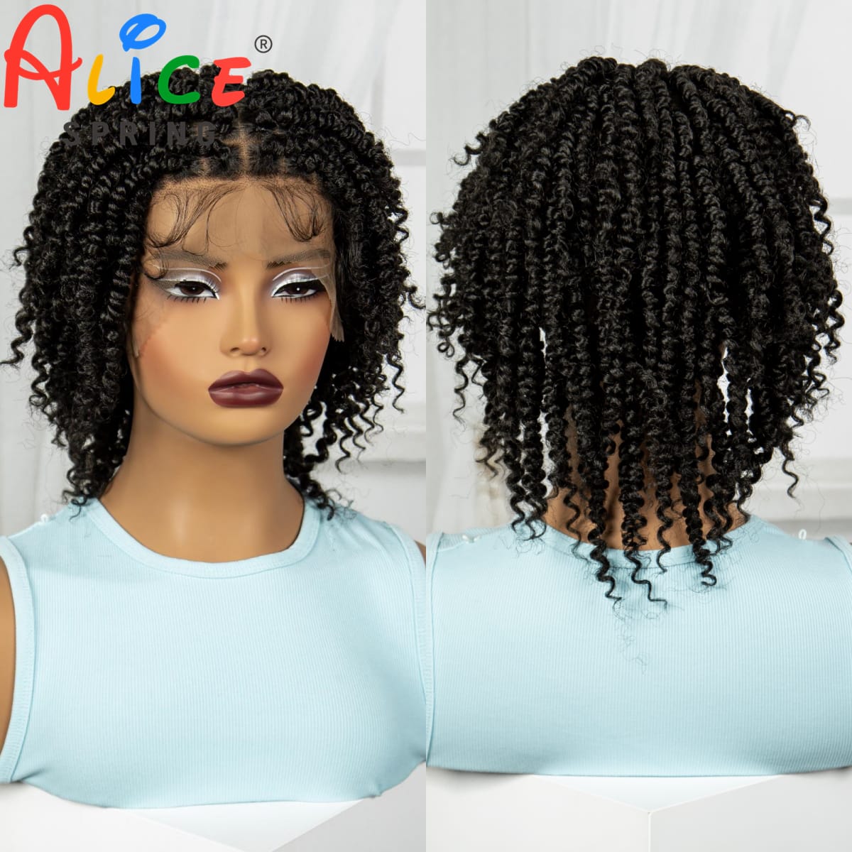10 Inches Synthetic Full Lace Twisted Braids Wigs Natural Color Synthetic Braided Lace Wigs For Black Women With Baby Hair