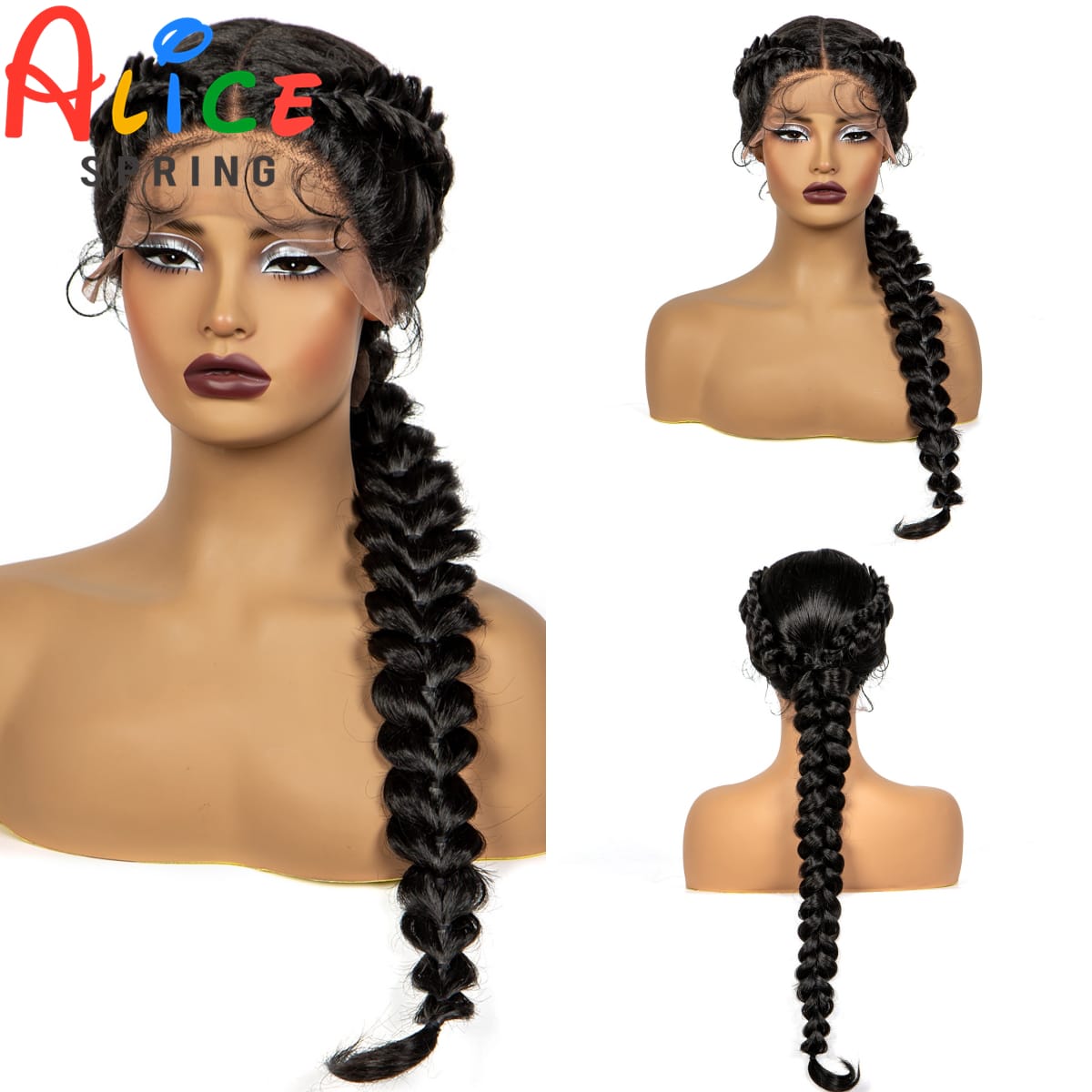 Handmade Twist Braided Wigs Synthetic Lace Front Knotelss Braided Lace Wigs Natural Braidis Wigs with Baby Hair for Black Women