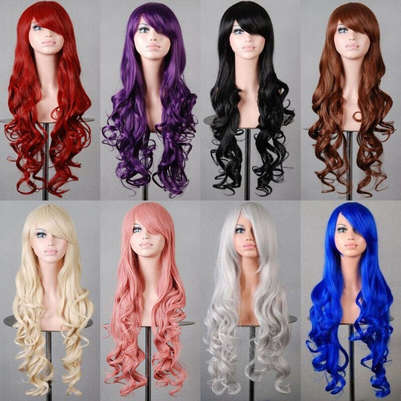 Women Halloween Party Cosplay Long Wavy Curly Full Hair Wig Ladies Synthetic Wig