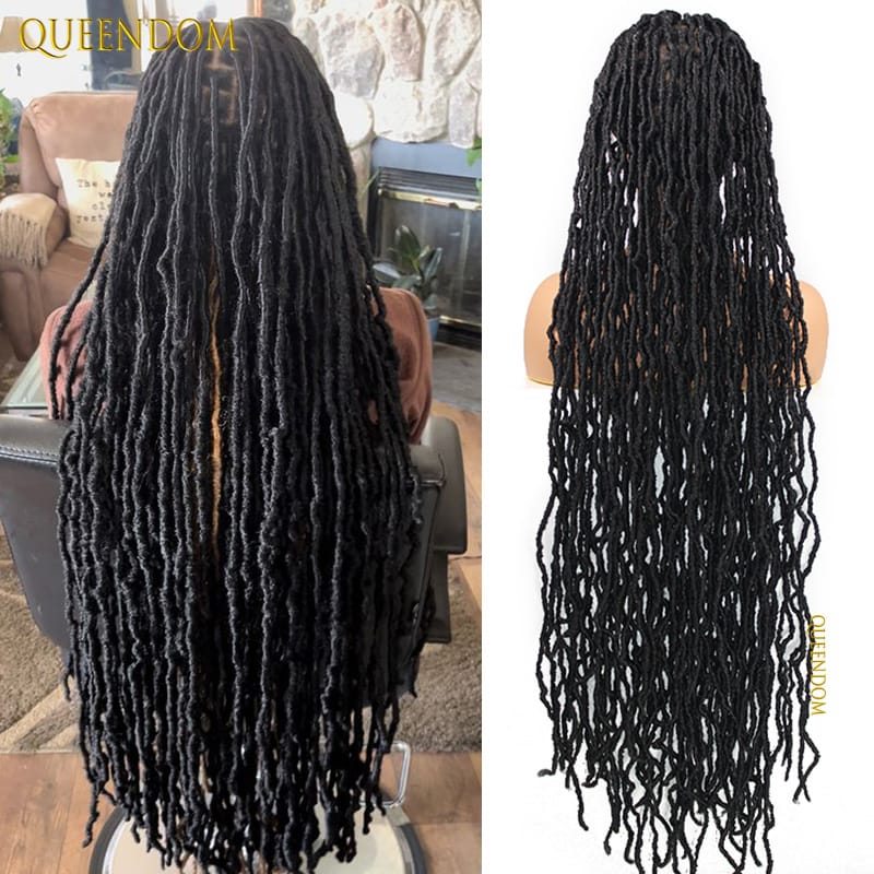 Butterfly Braided Wigs For Women Synthetic Full Lace Box Braid Wig With Baby Hair 40'' Long Dreadlocks Wigs Knotless Braids Wig