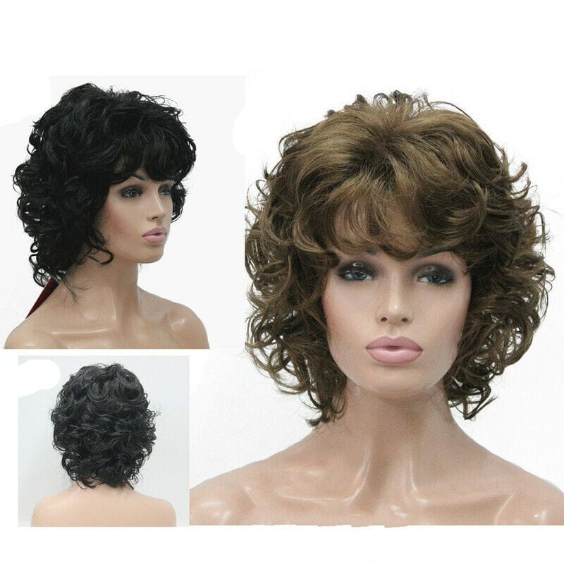 3Color New Women  Short Brown Wavy Curly Ladies Hair Wig