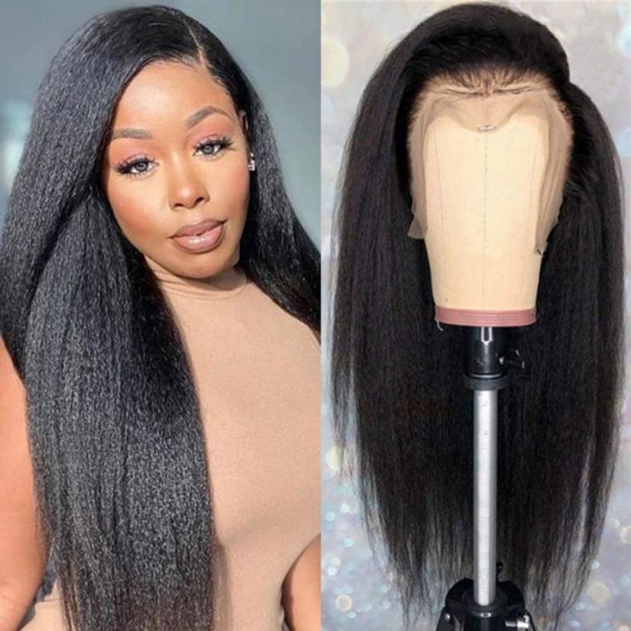 Kinky Straight Human Hair Wigs For Women 13x6 Hd Lace Frontal Wig Lace Front Human Hair Wig Brazilian Wigs On Sale