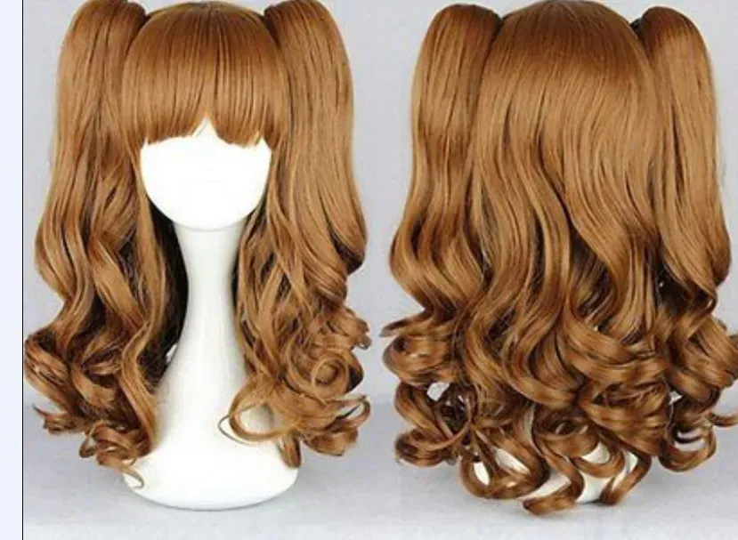 New Fashion 70cm Long Brown Curly Wavy Cosplay Hair Wigs For Women’s Christmas Halloween Costume Party Wigs
