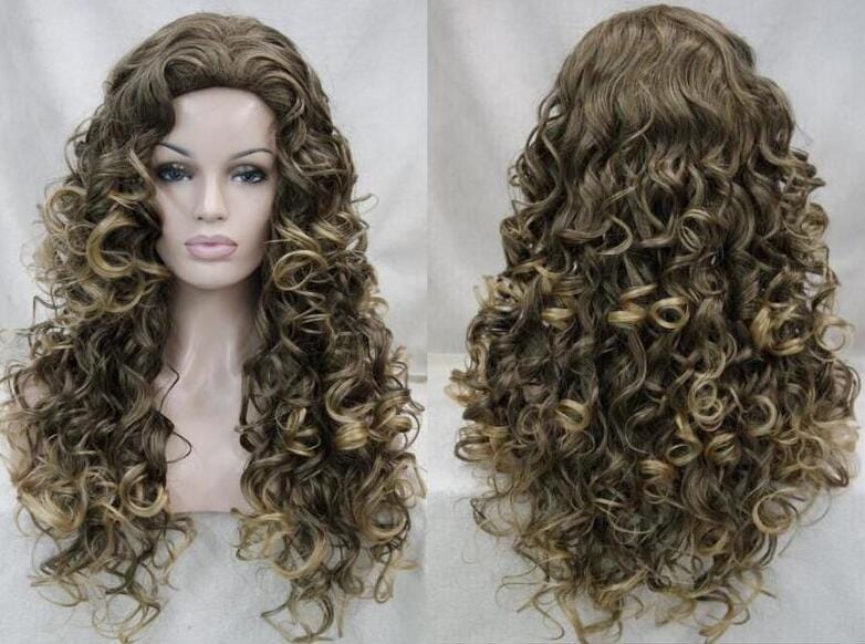 New Women Wig Long Wavy Curly Wig Ladies Hair Fluffy Wig Brown Blonde Wigs