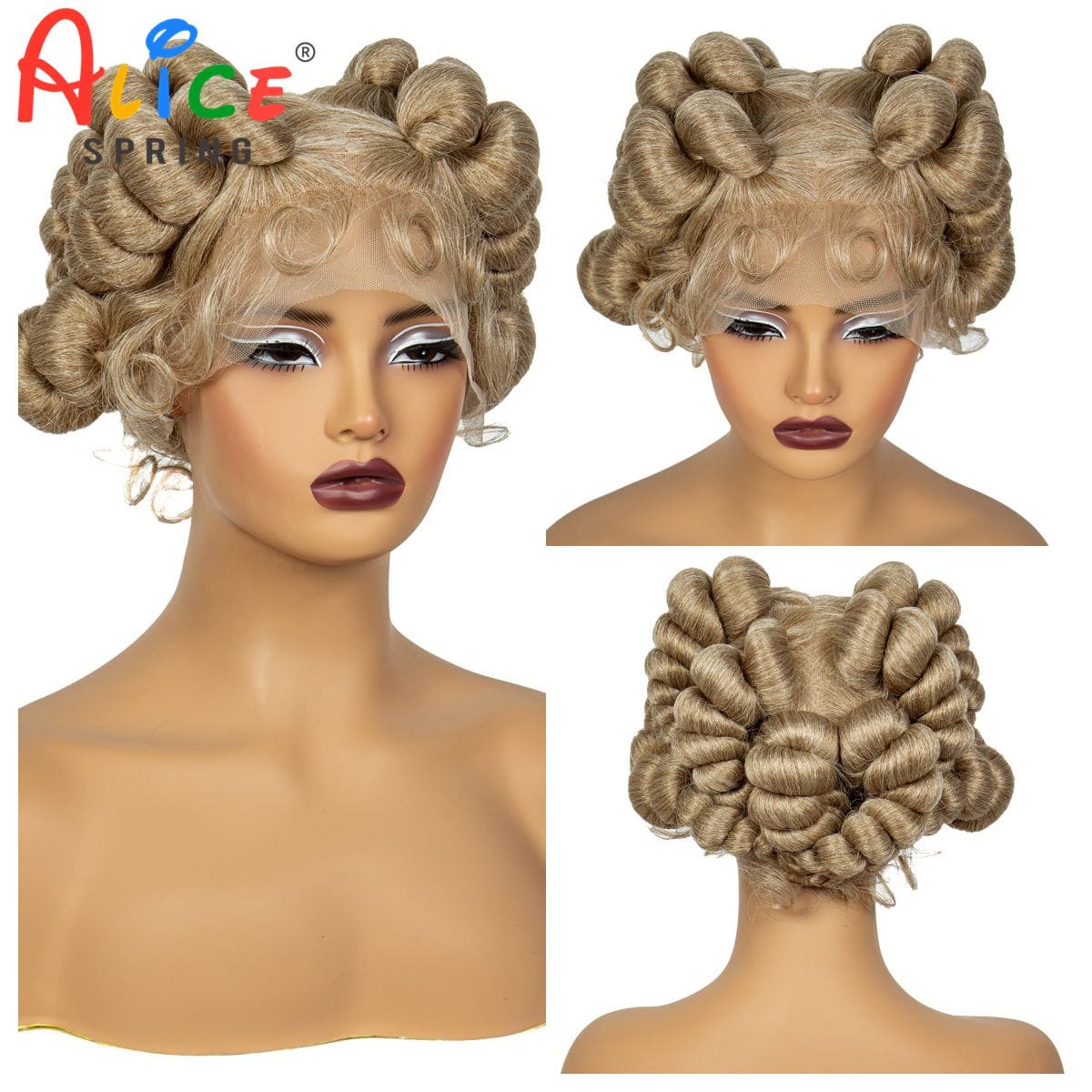 613# Blonde Handmade Bantu Braided Wigs with Baby Hair Short Cute Synthetic Full Lace Knotless Braided Lace Wig For Black Women