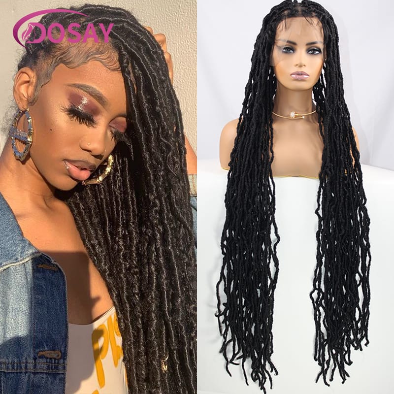 Dosay Super Long Synthetic Full Lace Front Wigs For Women Senegalese Twist Braided Wigs Braid Lace Wig 40" Locs Crochet Hair