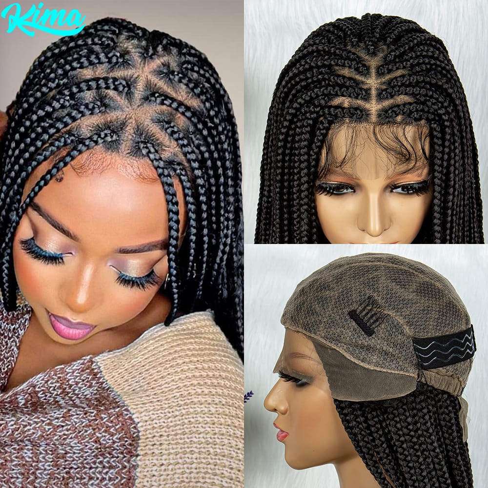 Synthetic Full Lace Wig Braided Wigs For Black Women Triangle Box Wig Braid 36 Inches Braiding Hair Knotless Box Braids Wigs