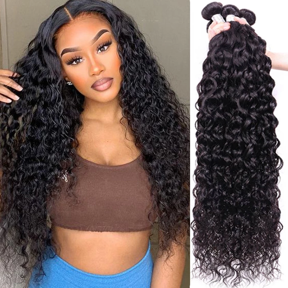 12A Brazilian Water Wave Bundles 100% Unprocessed Virgin Human Hair Extensions Remy Deep Wave Curly Hair Bundles Long Wholesale