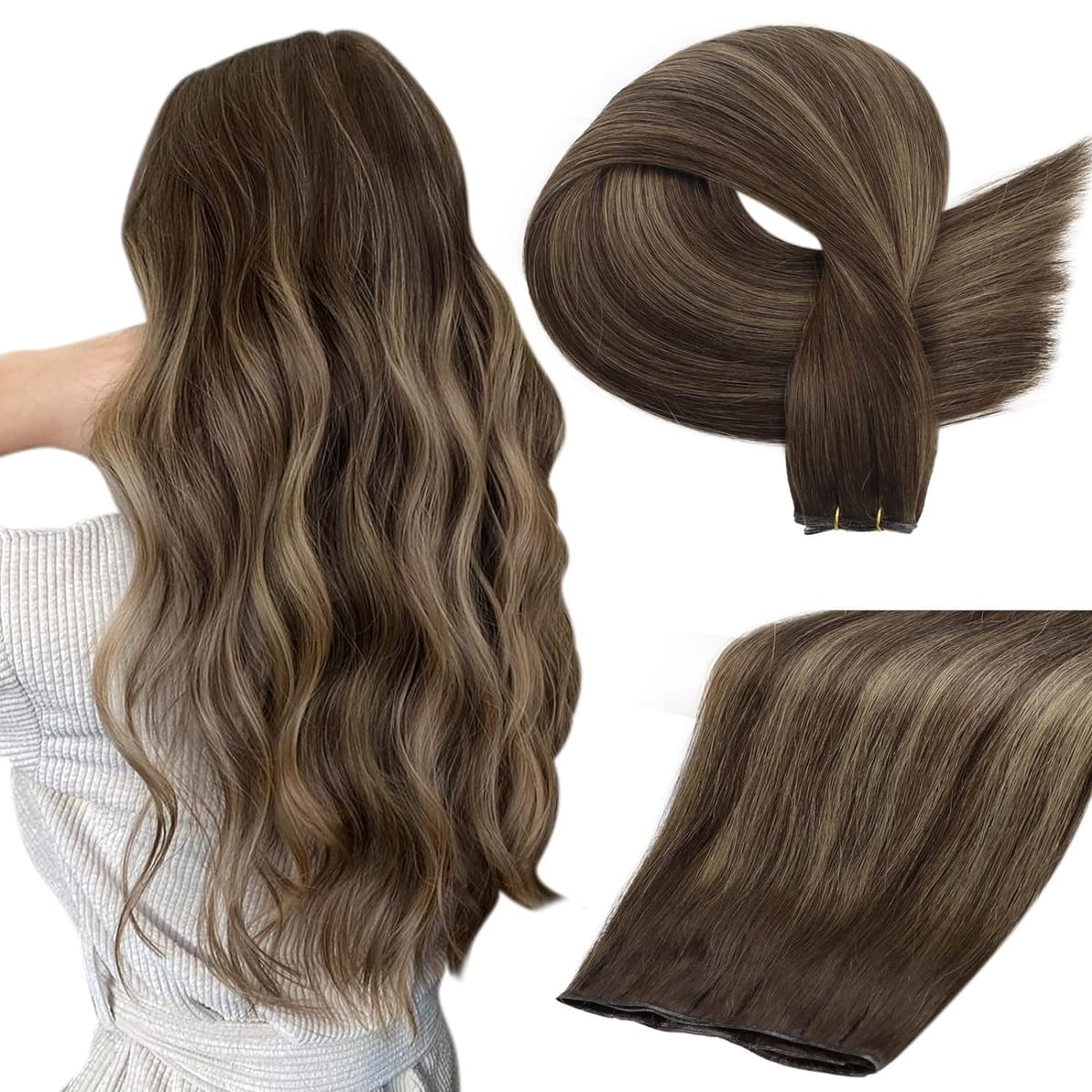 [NEW] Full Shine Genius Weft Hair Extensions 100% Remy Human Hair for Women Natural Invisble Hair Extensions Human Hair Bundles