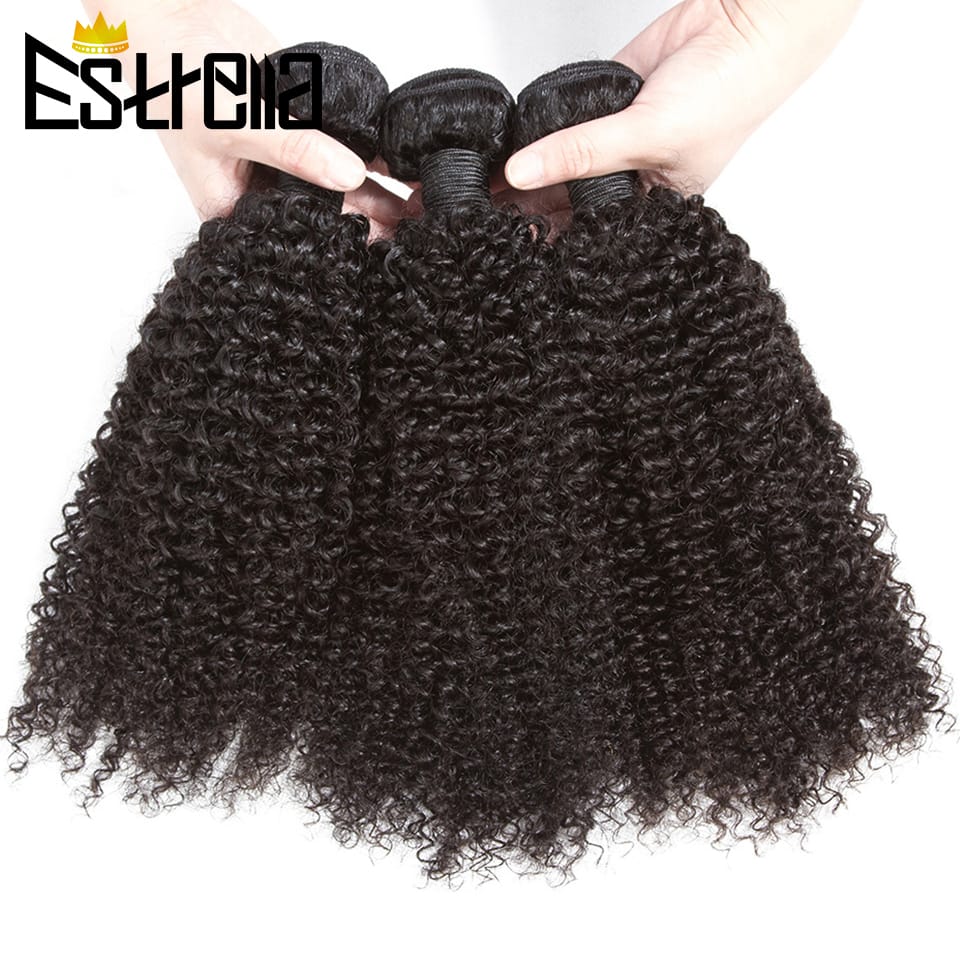 Brazilian Kinky Curly Human Hair Bundles 1/3/4 Pcs Remy Human Hair Weave Kinky Curly Bundles Natural Color 8"-28"Hair Extensions