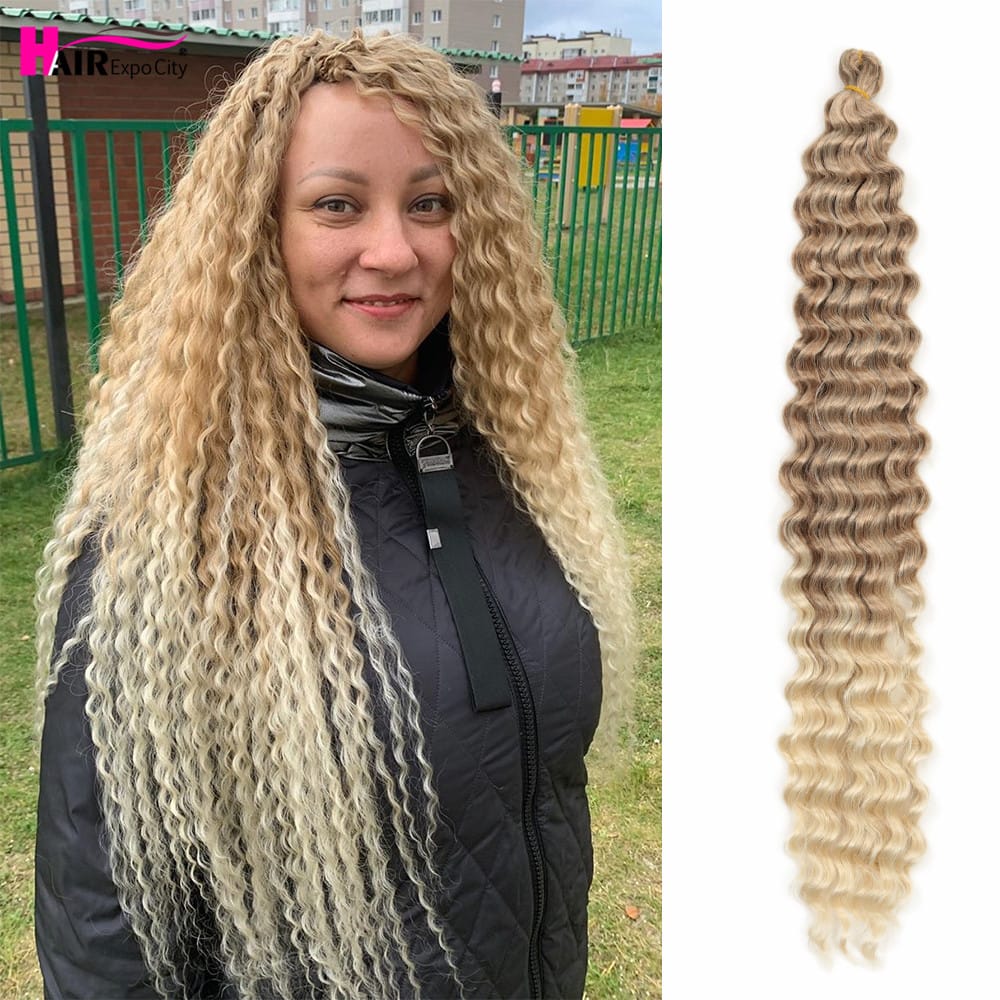 22-28 Inch Freetress Deep Twist Crochet Hair Natural Synthetic Braids Hair Ombre Crochet Braiding Hair Extensions Hair Expo City