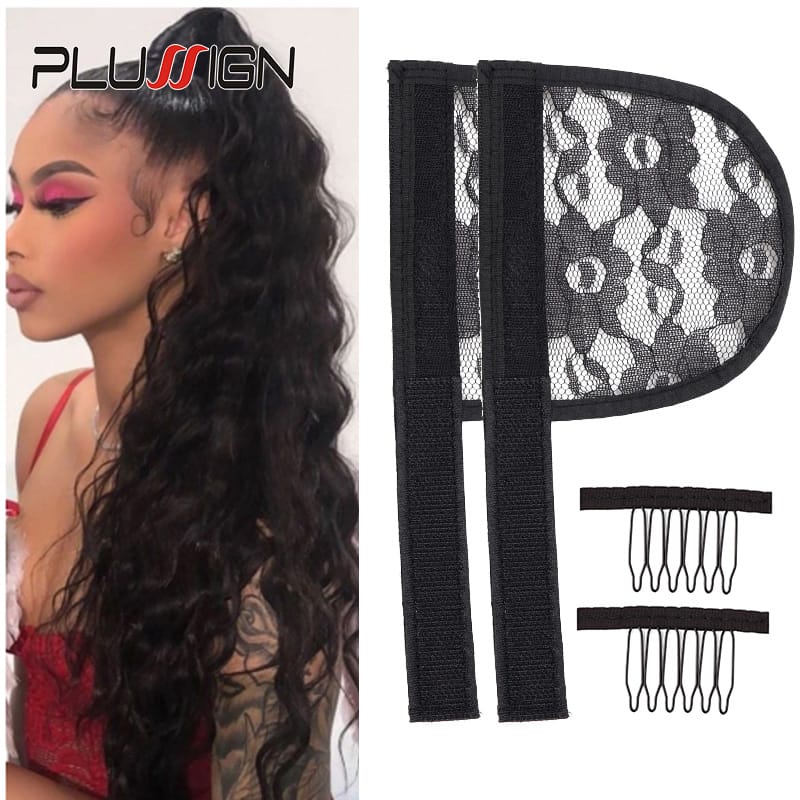 Good Quality Black Ponytail Net For Wigs 1-5Pcs/Lot Hair Net For Ponytail Making With 6Teeth Wig Combs Lace Net For Wig Making