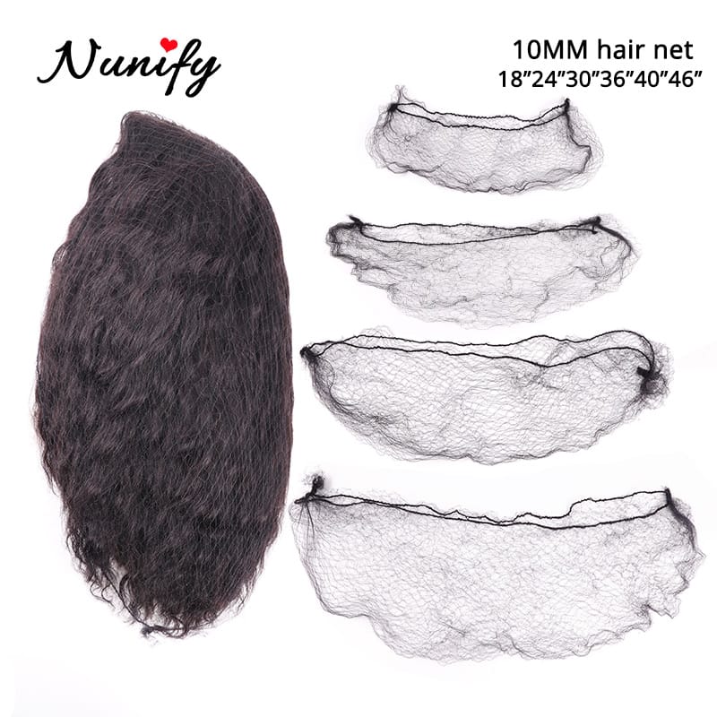 100Pcs/Lot Nylon Black Hairnet For Wigs Big Size Hair Bun Cover Net Hair Extension Weaving Cap Elastic Line Hairnets 18-46 Inch
