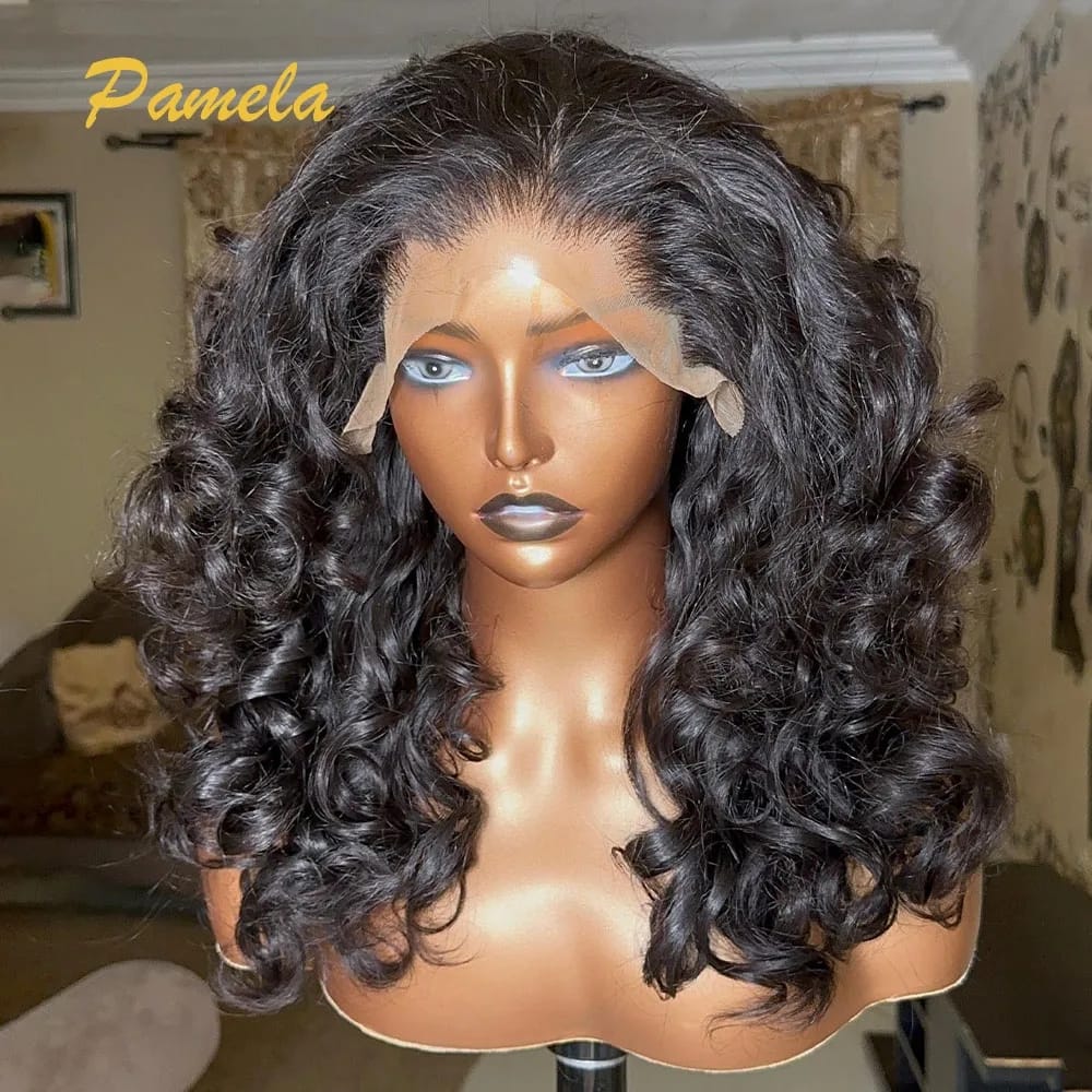 Super Double Drawn 250% Density Loose Wave 13X6 HD Transparent Lace Frontal Glueless Wig Preplucked Human Hair Ready To Go