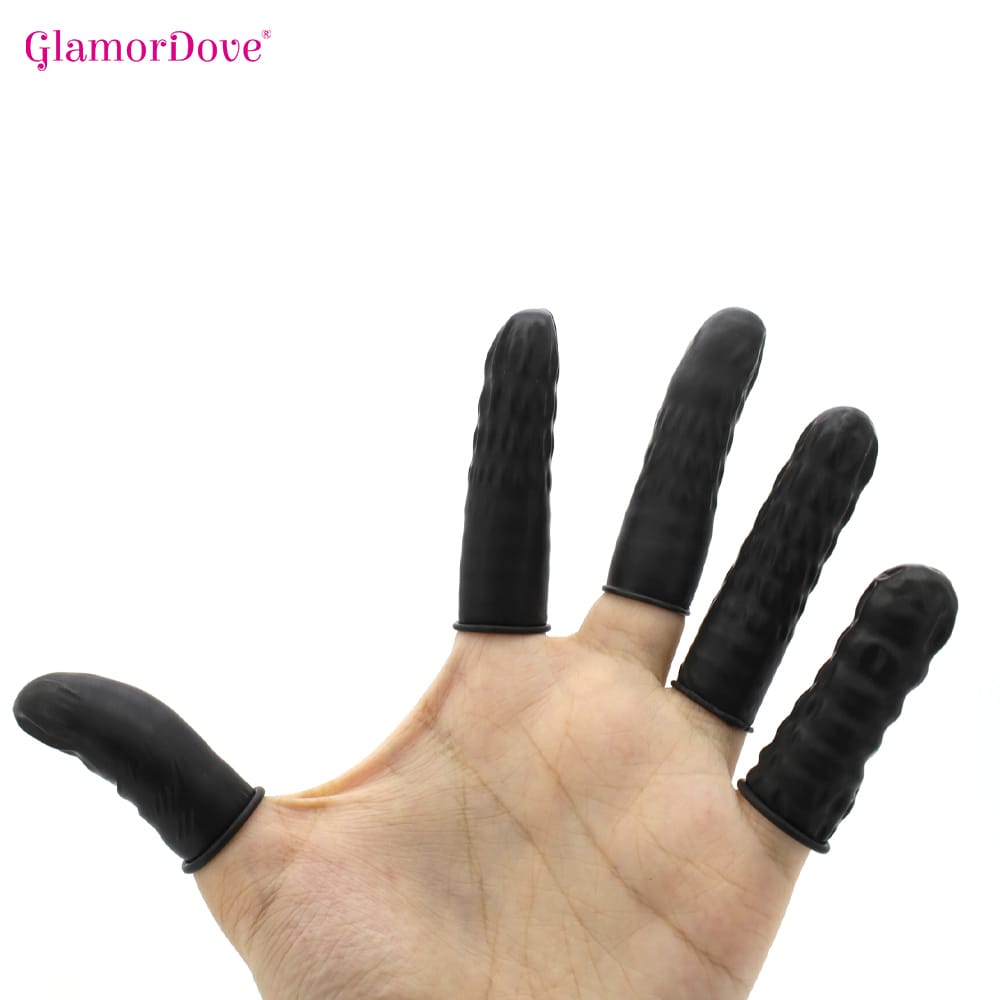 5Pcs Pre-bonded Keratin Hair Extension Tool Black Color Silicone Finger Protector Guard Disposable Latex Finger Cots