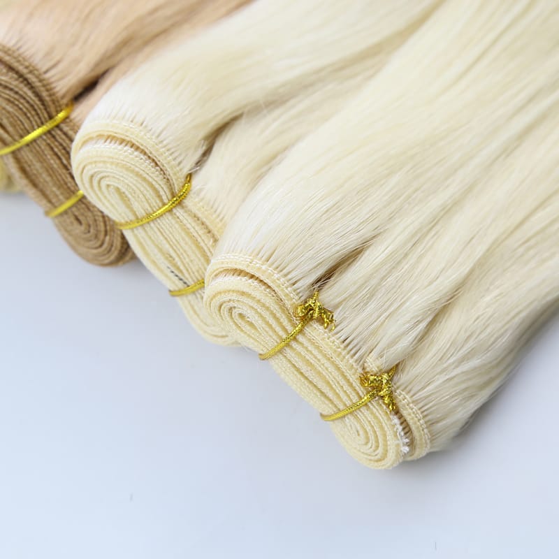 JSNME Straight Human Hair Weaves European Remy Human Hair Weft Bundles Sew In Weft Extensions  Blonde 14"-24" Natural Hair women