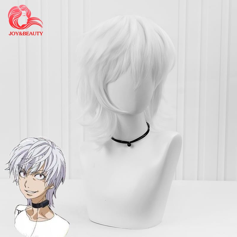 Toaru Majutsu No Index Accelerator Cosplay Wig for Man Boys 30cm Short Straight Anime Wig Heat Resistant Synthetic Hair White