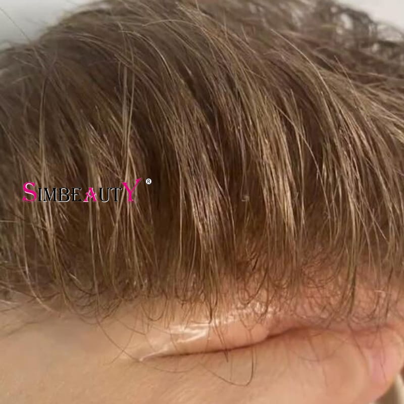 Super Thin 0.02mm Full Pu Base Men Toupee Durable Natural Hairline 90Density Thin Remy Human Hair Male Wigs Capillary Prosthesis