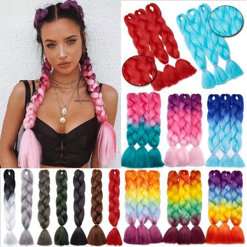Black star Jumbo Braiding Hair Extensions 24 Inch High Temperature Resistance Synthetic Jumbo Bohemian Braids Long Crochet Hair