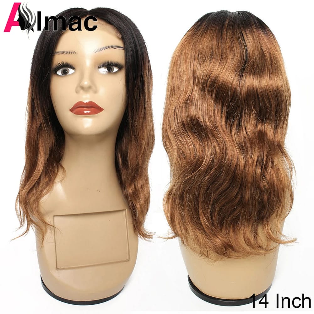 1B 30 Body Wave Wig Ombre Honey Blonde Human Hair Wigs 4x4 Lace Closure Wig 4*1 T Middle Part Wig For Women Pre-Plucked Remy